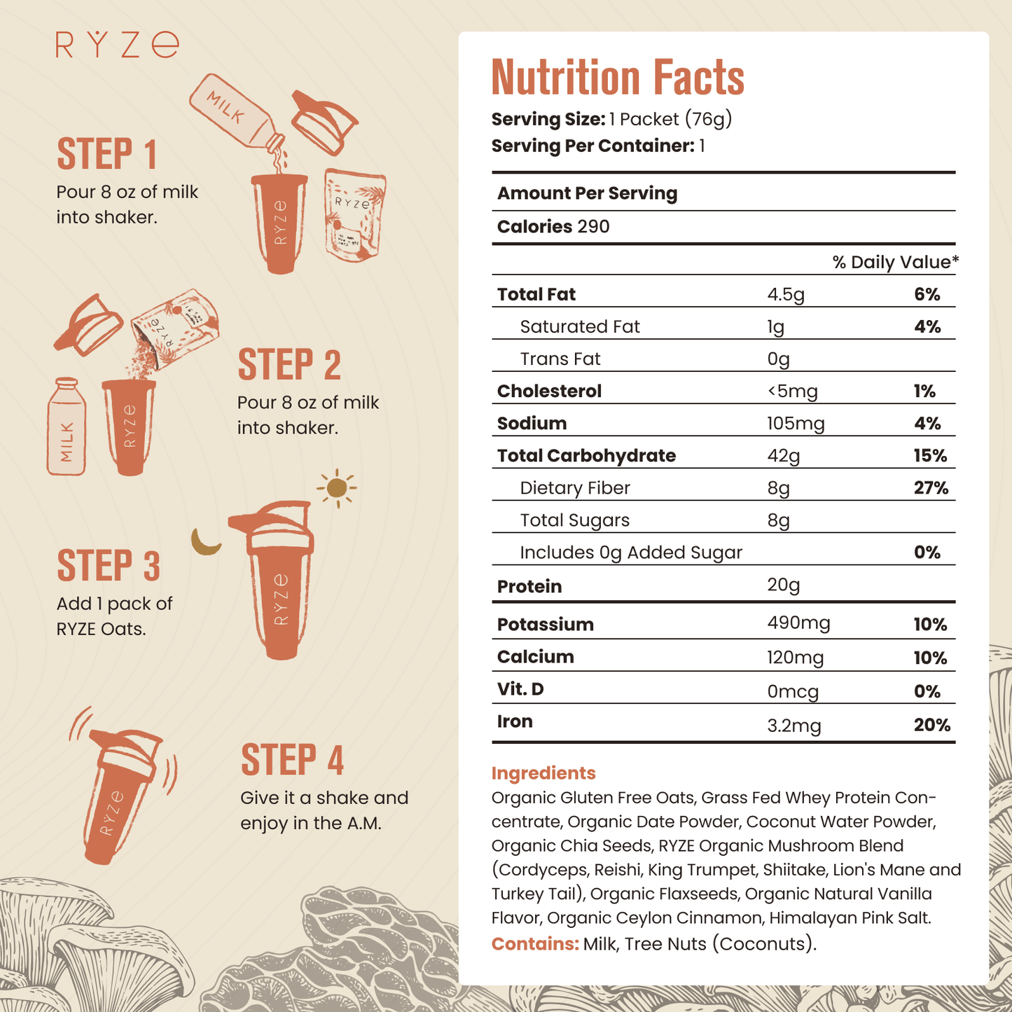 Mushroom Overnight Oats Pack (14 Servings) - F8IZ