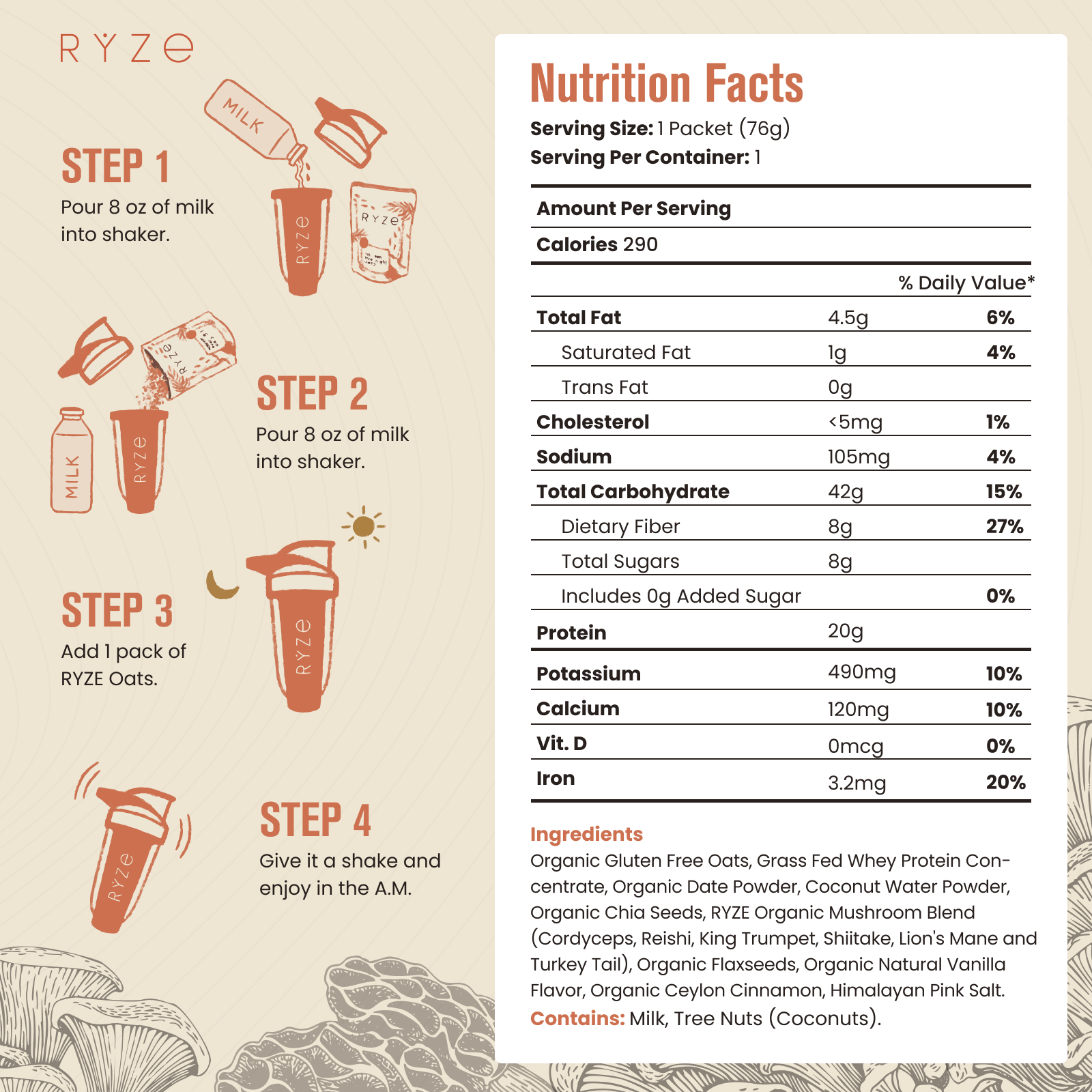 Mushroom Overnight Oats Pack (28 Servings) - WN4Q