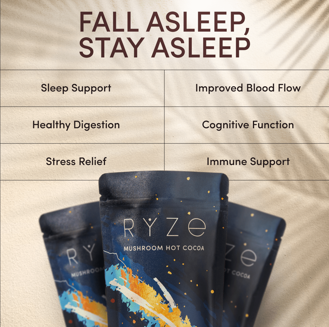RYZE Hot Cocoa - with 6 Sleep Superfoods to Help Fall Asleep and Stay Asleep - 8LDO