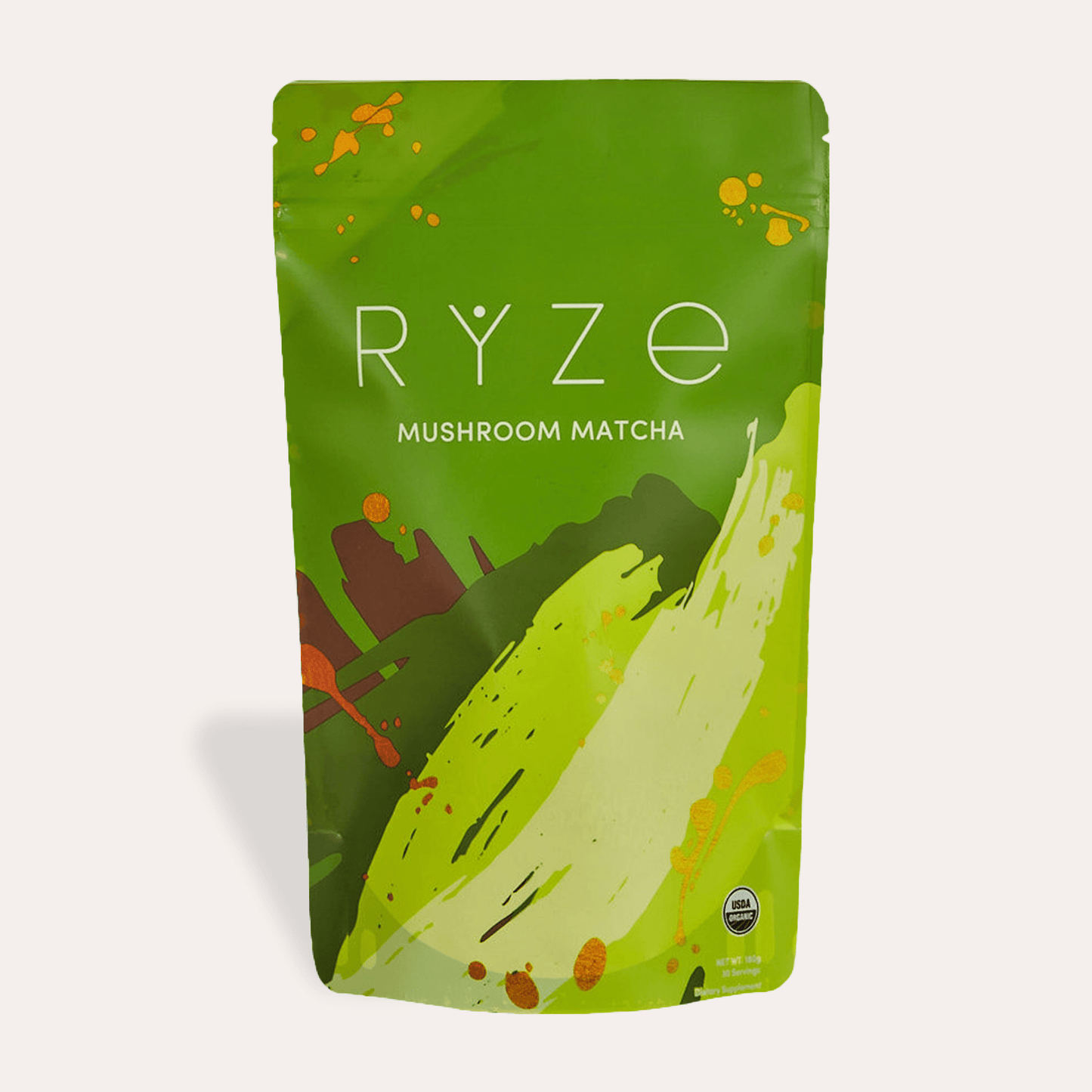 RYZE Mushroom Matcha - with 6 Organic Adaptogenic Mushrooms Grown In USA and Ceremonial-Grade Japanese Matcha - F4YO