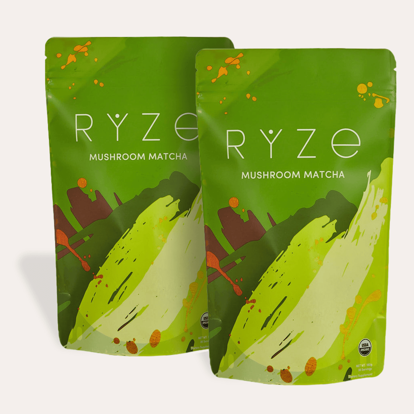RYZE Mushroom Matcha - with 6 Organic Adaptogenic Mushrooms Grown In USA and Ceremonial-Grade Japanese Matcha - F4YO